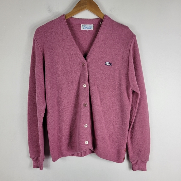 Lacoste Sweaters - Vintage 60s Lacoste Haymaker V Neck Button Down Alligator Sweater Cardigan